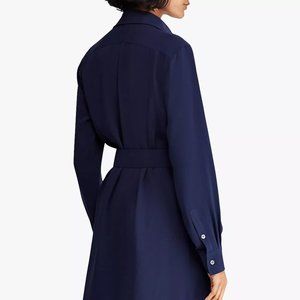 Lauren Ralph Lauren Navy crepe belted Shirtdress XS NWT